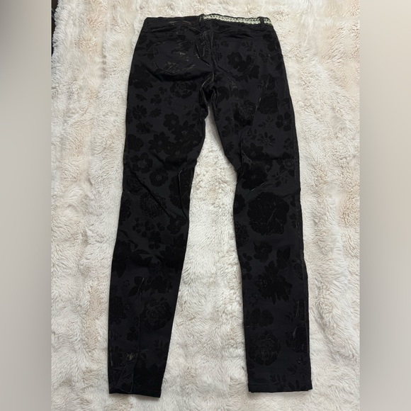 NWOT Desigual Black and Olive Velvet Floral Straight Pants - Picture 8 of 8
